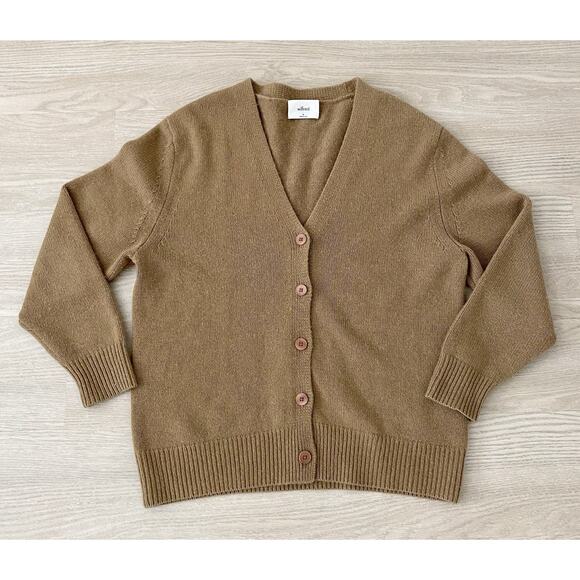 Aritzia Wilfred Parco Cashmere Cardigan Sweater M Saville Camel Preppy Luxury - Picture 4 of 11